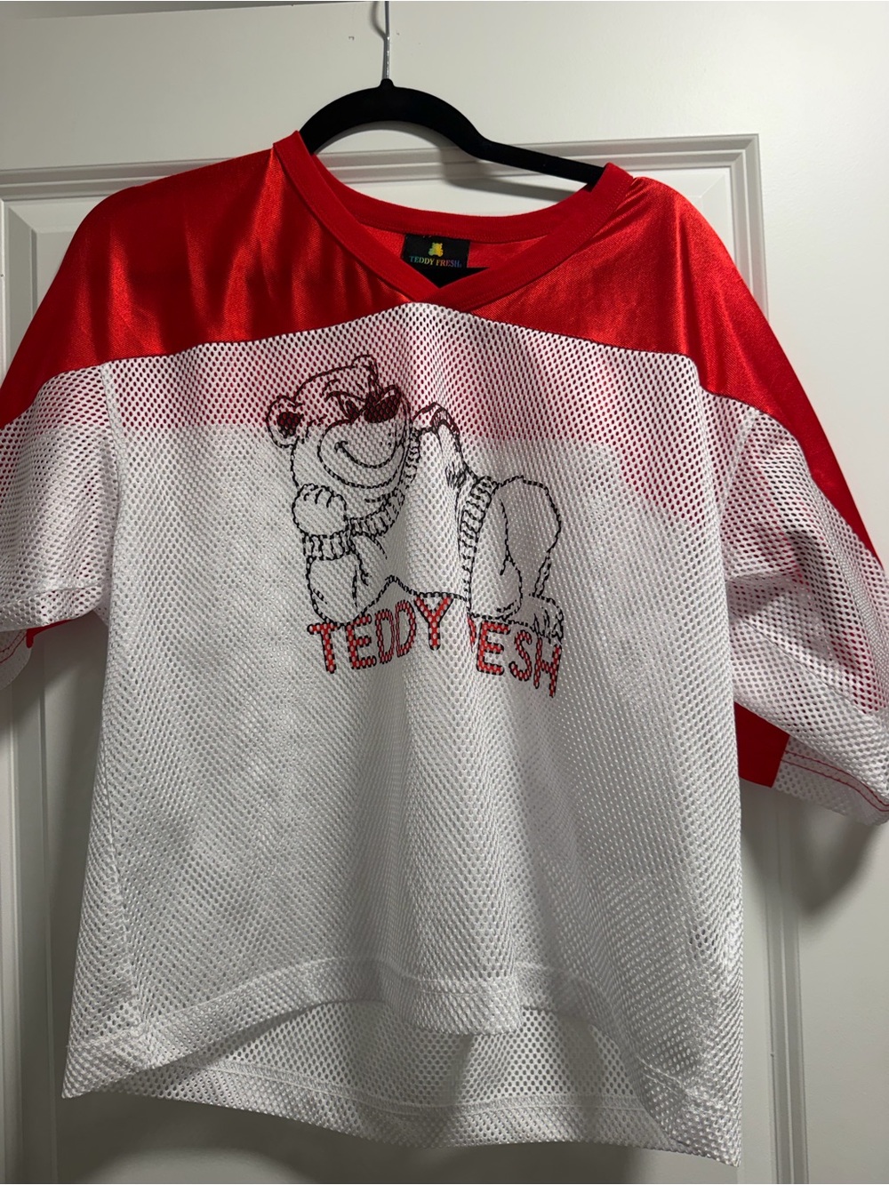 Teddy Fresh Unisex Red & White Mesh Tee